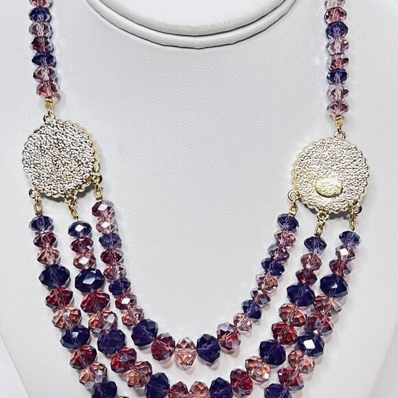 Kirks Folly Dream Angel Purple Crystal Beaded Bib Necklace (5992) - Picture 10 of 11